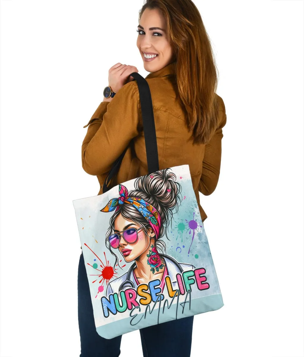 Custom Name Nurse life Totebag