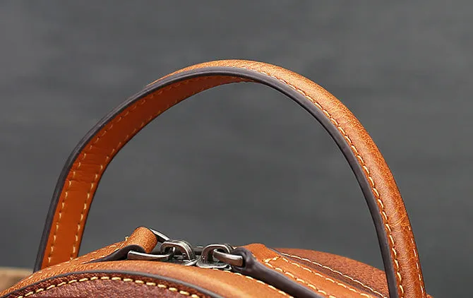 Cute Womens Red Leather Shoulder Bag Round Leather Crossbody Purse For Women