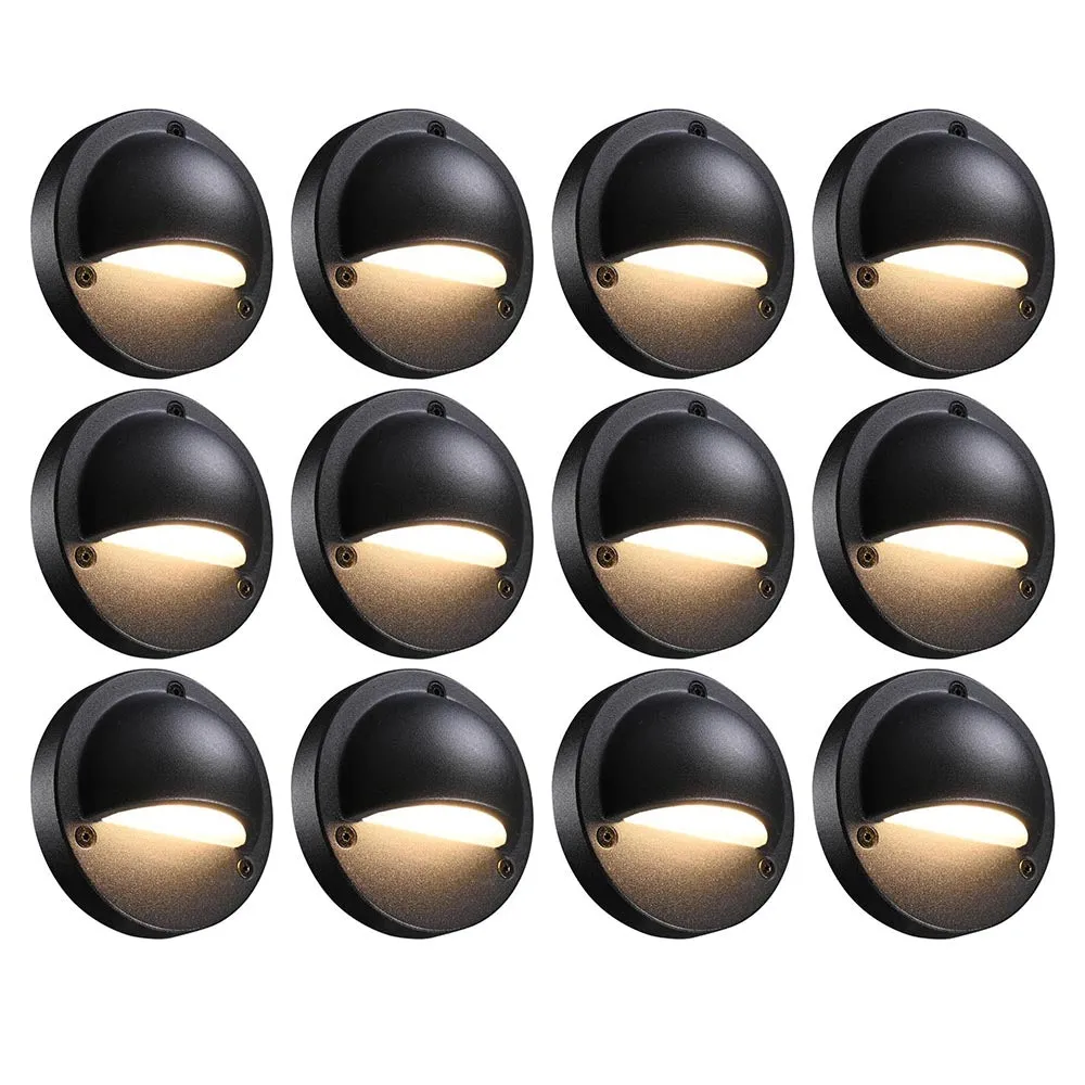 DIY 12 Pack Round Deck Step Light Warm White 12-24V