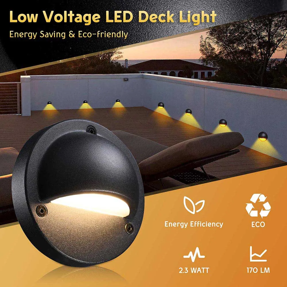 DIY 12 Pack Round Deck Step Light Warm White 12-24V