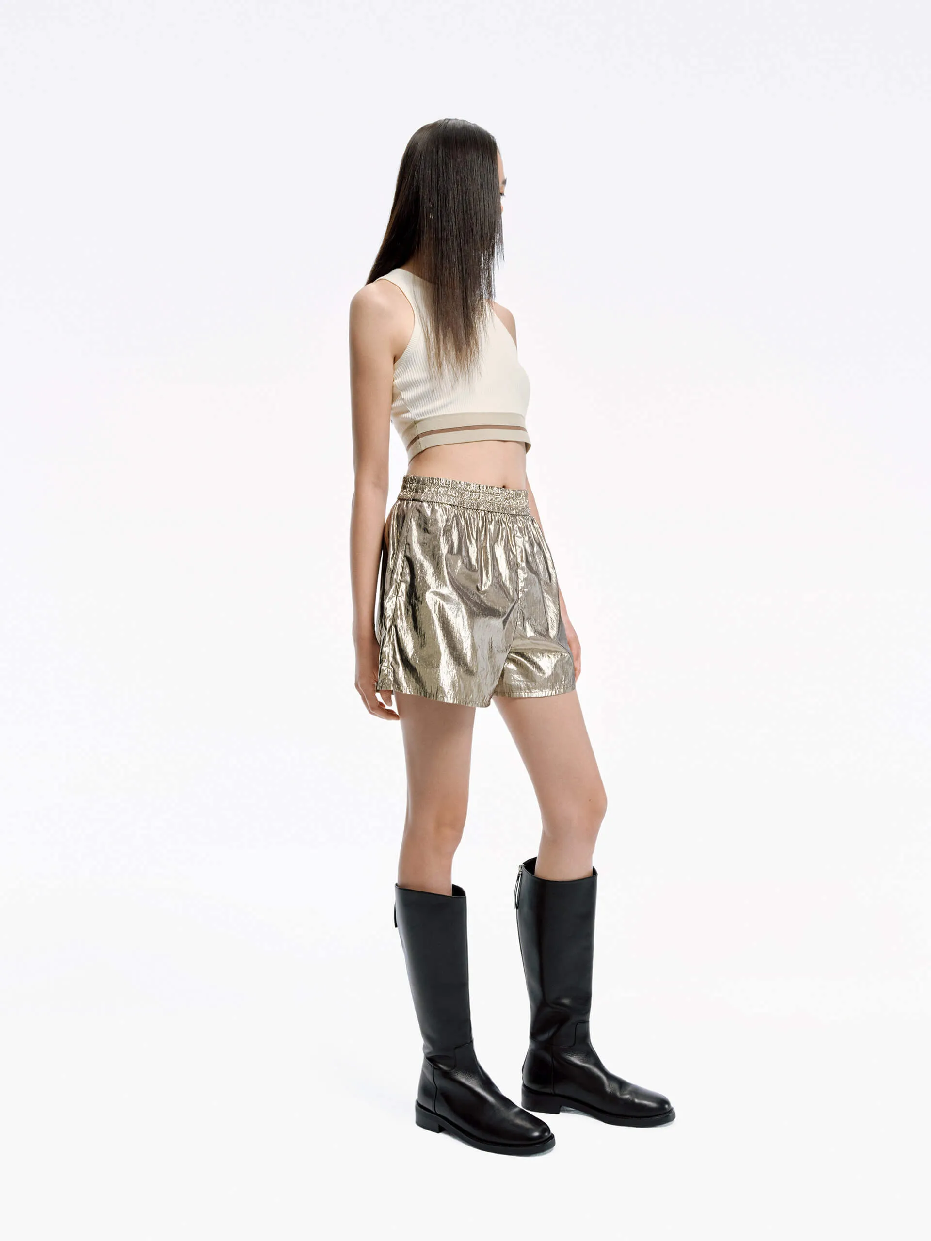 Elasticated Waist Glossy Shorts