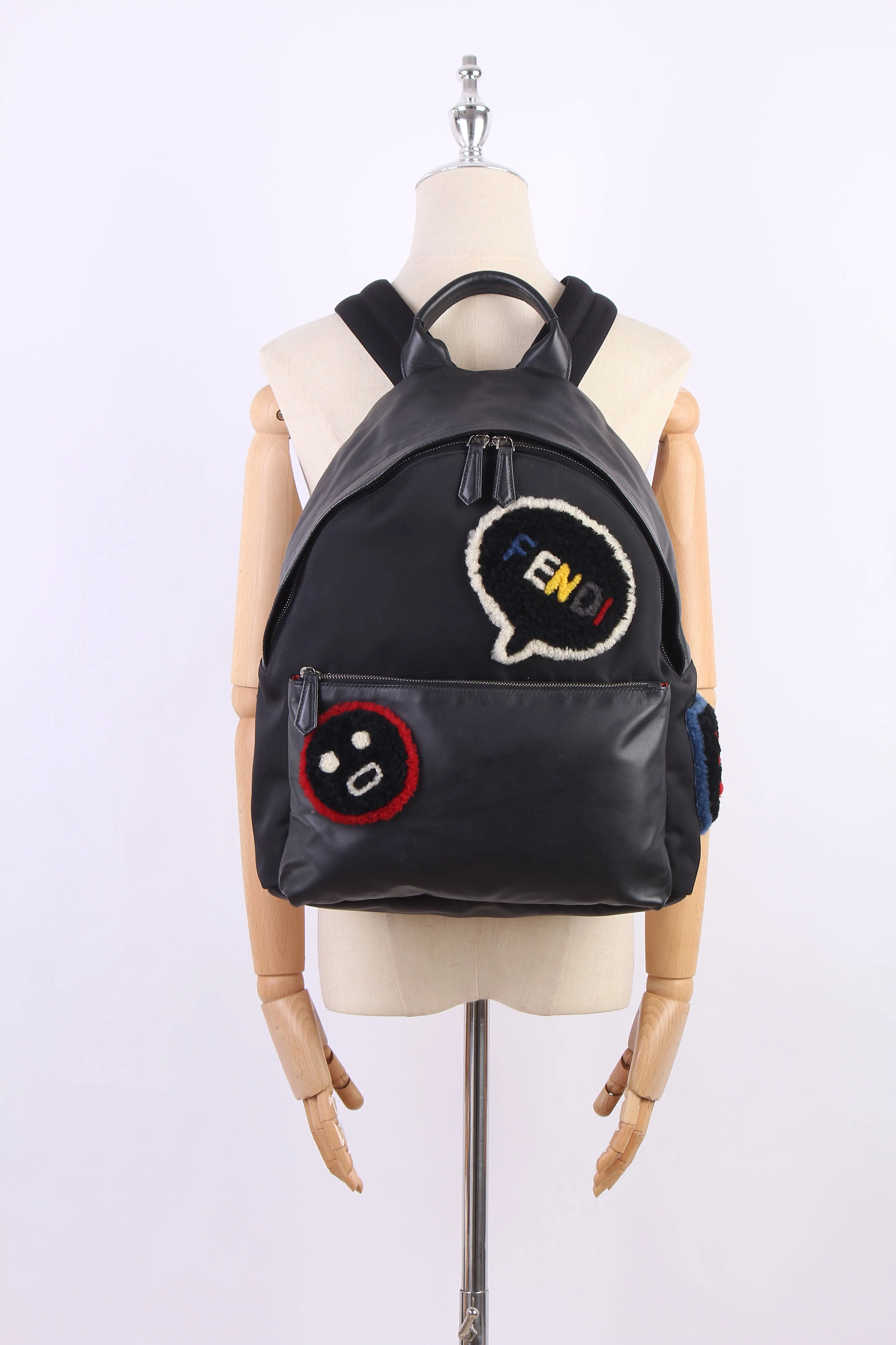 Fendi Shearling Emoticon Nylon Backpack - '10s