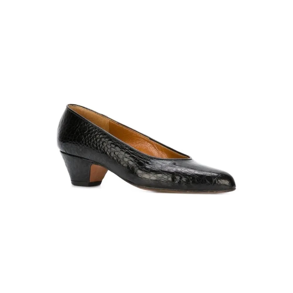 Fendi Shiny Black Leather Pumps - '80s