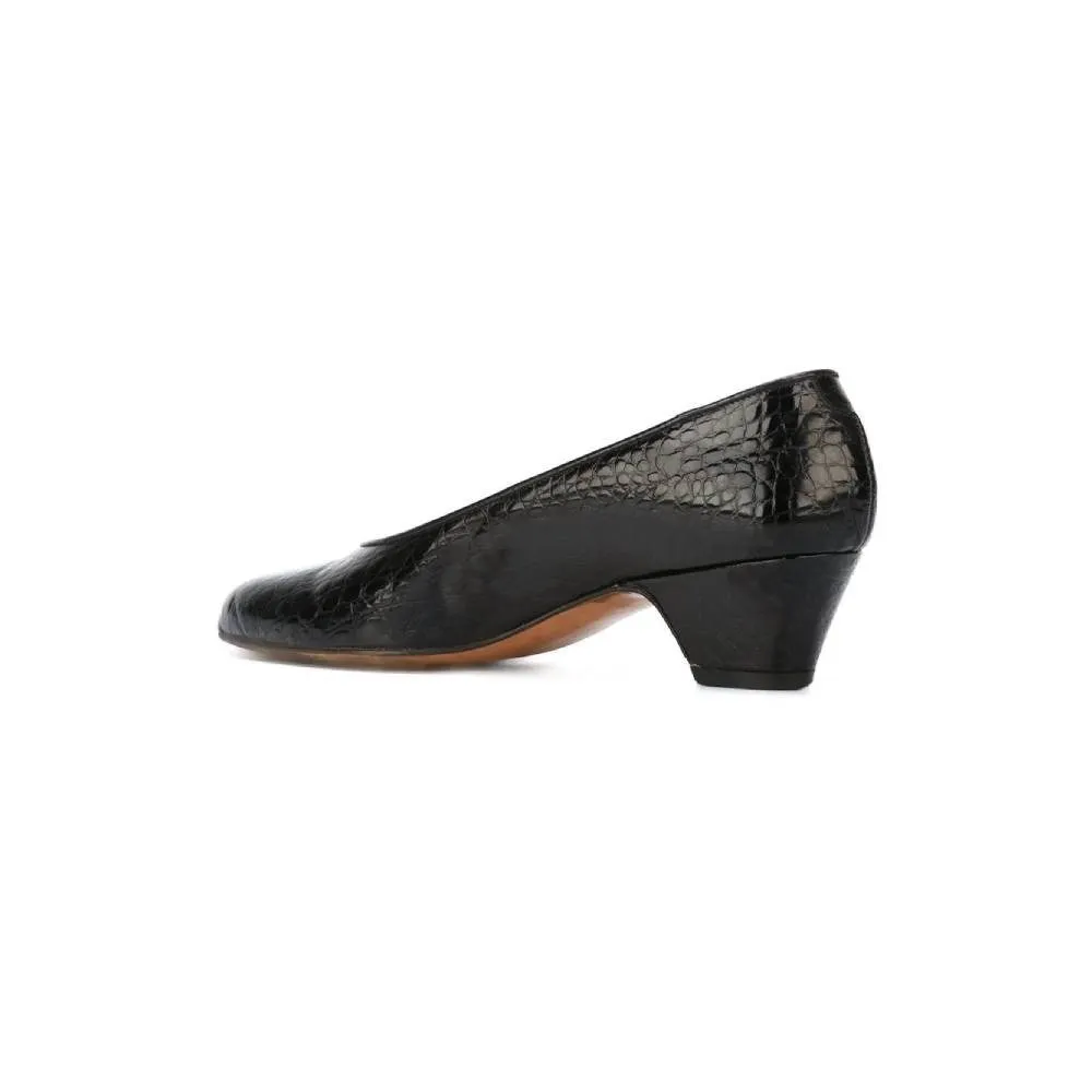 Fendi Shiny Black Leather Pumps - '80s