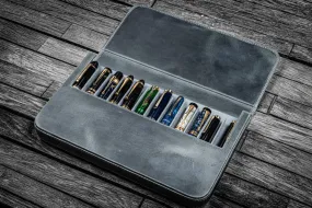 Galen Leather Magnum Opus 12 Slots Hard Pen Case in Crazy Horse Smokey Grey