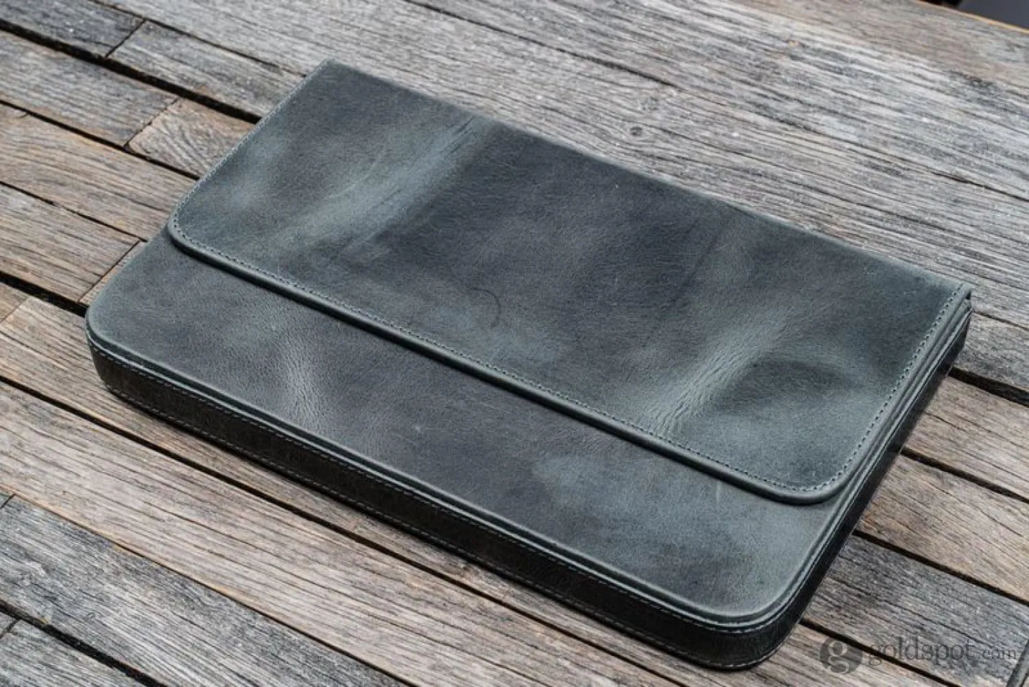 Galen Leather Magnum Opus 12 Slots Hard Pen Case in Crazy Horse Smokey Grey
