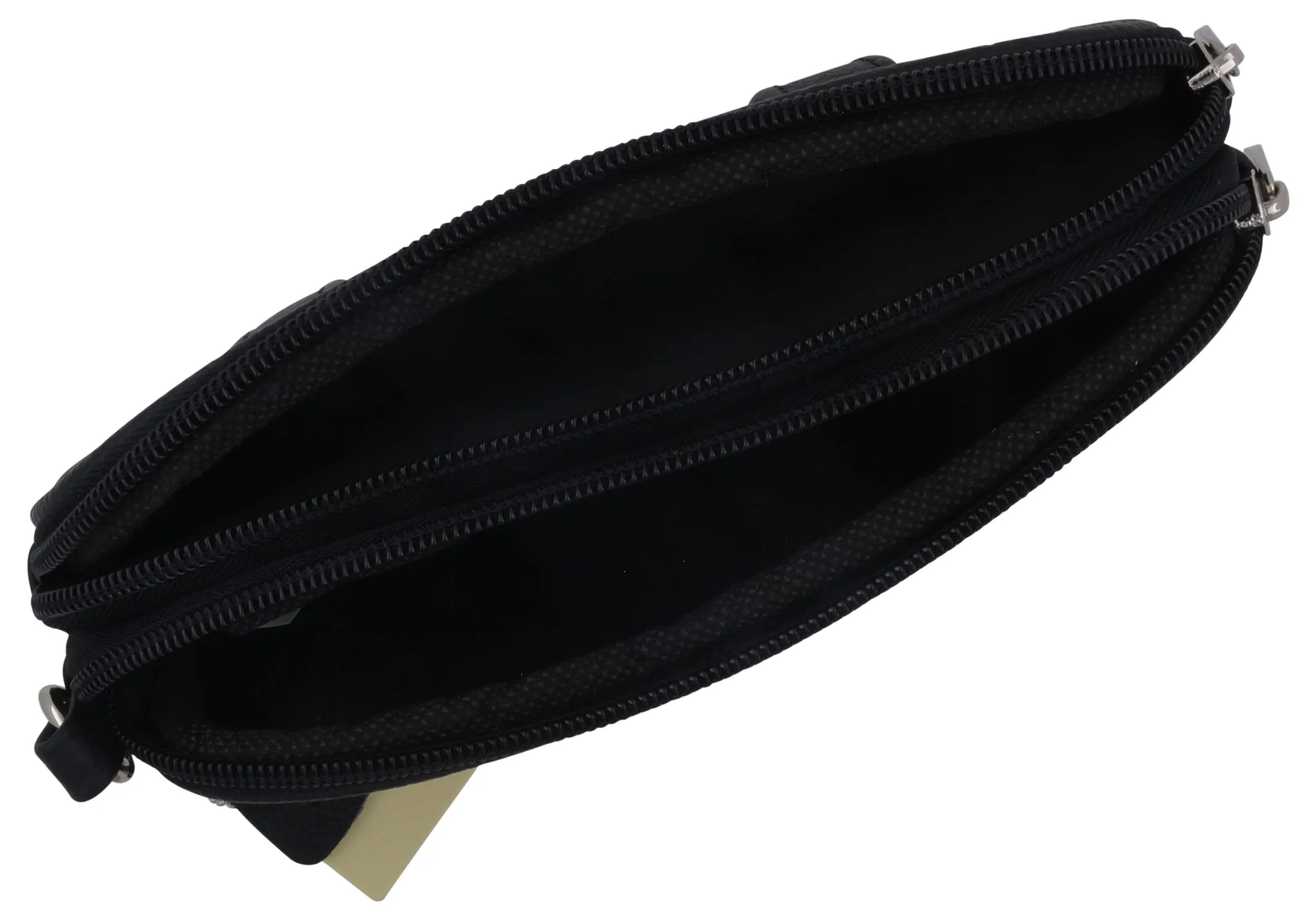 Genuine Leather Zippered Double Eyeglass Sunglasses Case Holder Black
