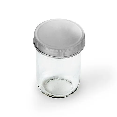 GLASS MASON JAR WITH FAVOUR SILVER LID (12/pkg)