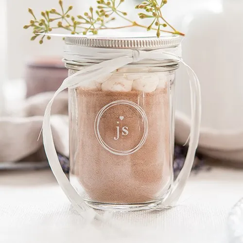 GLASS MASON JAR WITH FAVOUR SILVER LID (12/pkg)