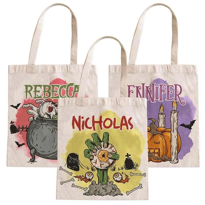 Halloween Tote Bag for Kids, Personalized Trick or Treat Tote Bag