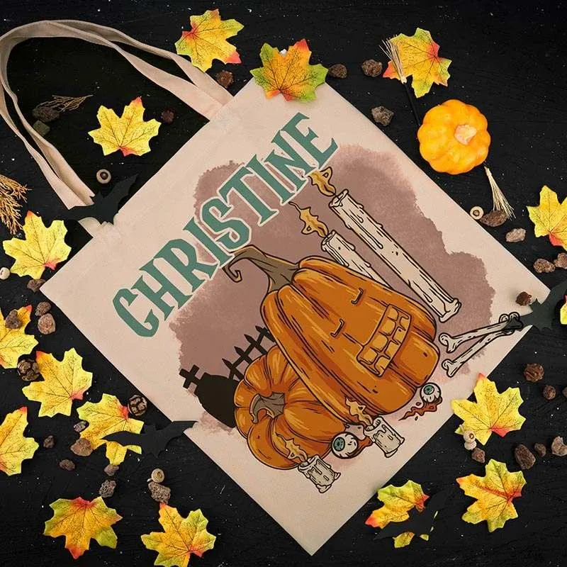 Halloween Tote Bag for Kids, Personalized Trick or Treat Tote Bag
