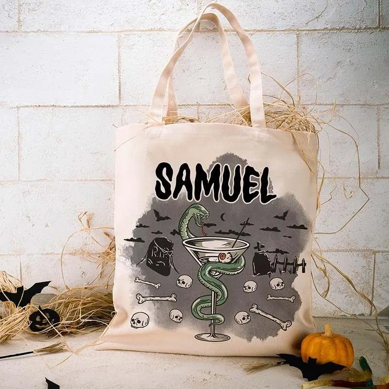 Halloween Tote Bag for Kids, Personalized Trick or Treat Tote Bag