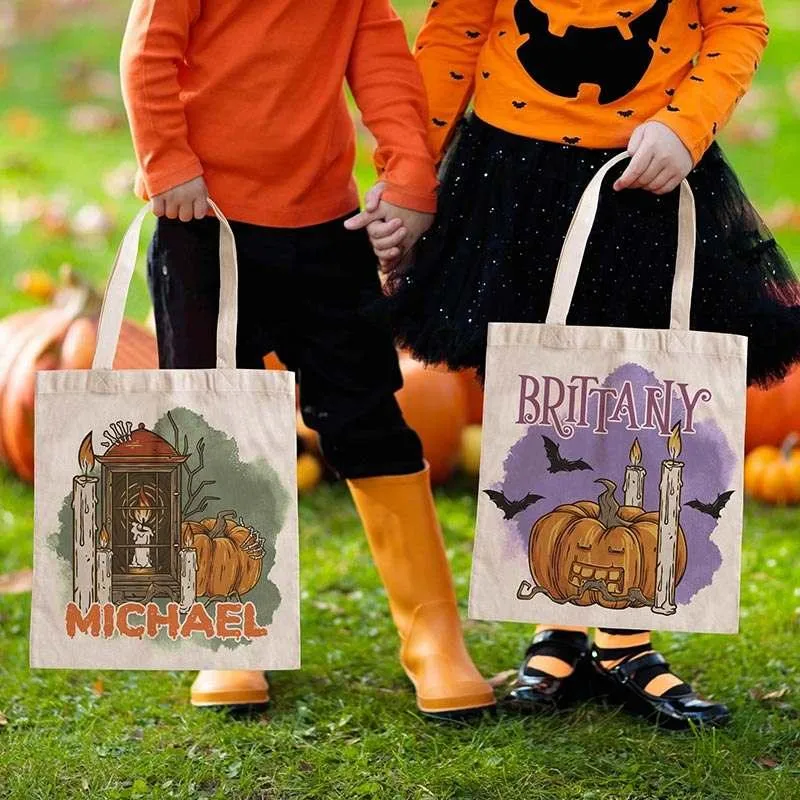 Halloween Tote Bag for Kids, Personalized Trick or Treat Tote Bag
