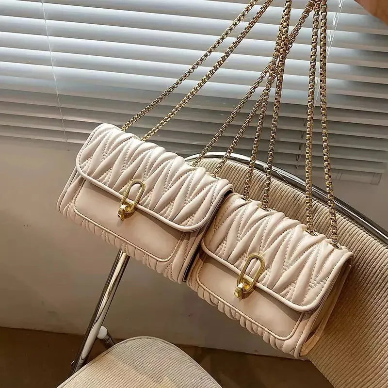 High quality Women's Bags PU Leather Messenger ladies Bag Fashion Trend  Metal chain single shoulder bag Handbag Satchel