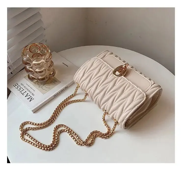 High quality Women's Bags PU Leather Messenger ladies Bag Fashion Trend  Metal chain single shoulder bag Handbag Satchel