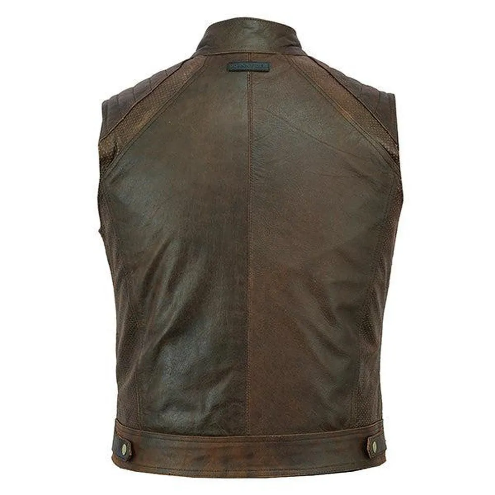 Johnny Reb Botany Vintage Leather Vest-Brown JRV10019