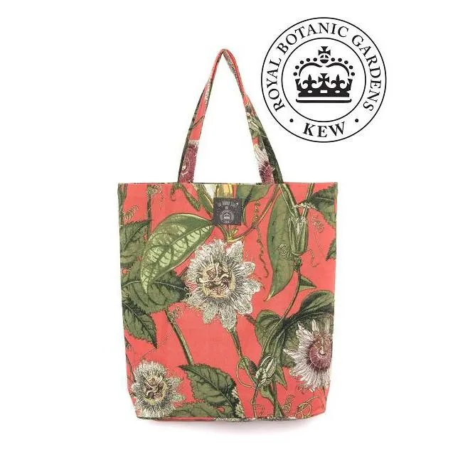 Kew Coral Passion Flower Tote Bag