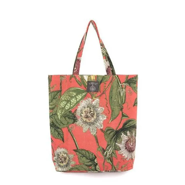 Kew Coral Passion Flower Tote Bag