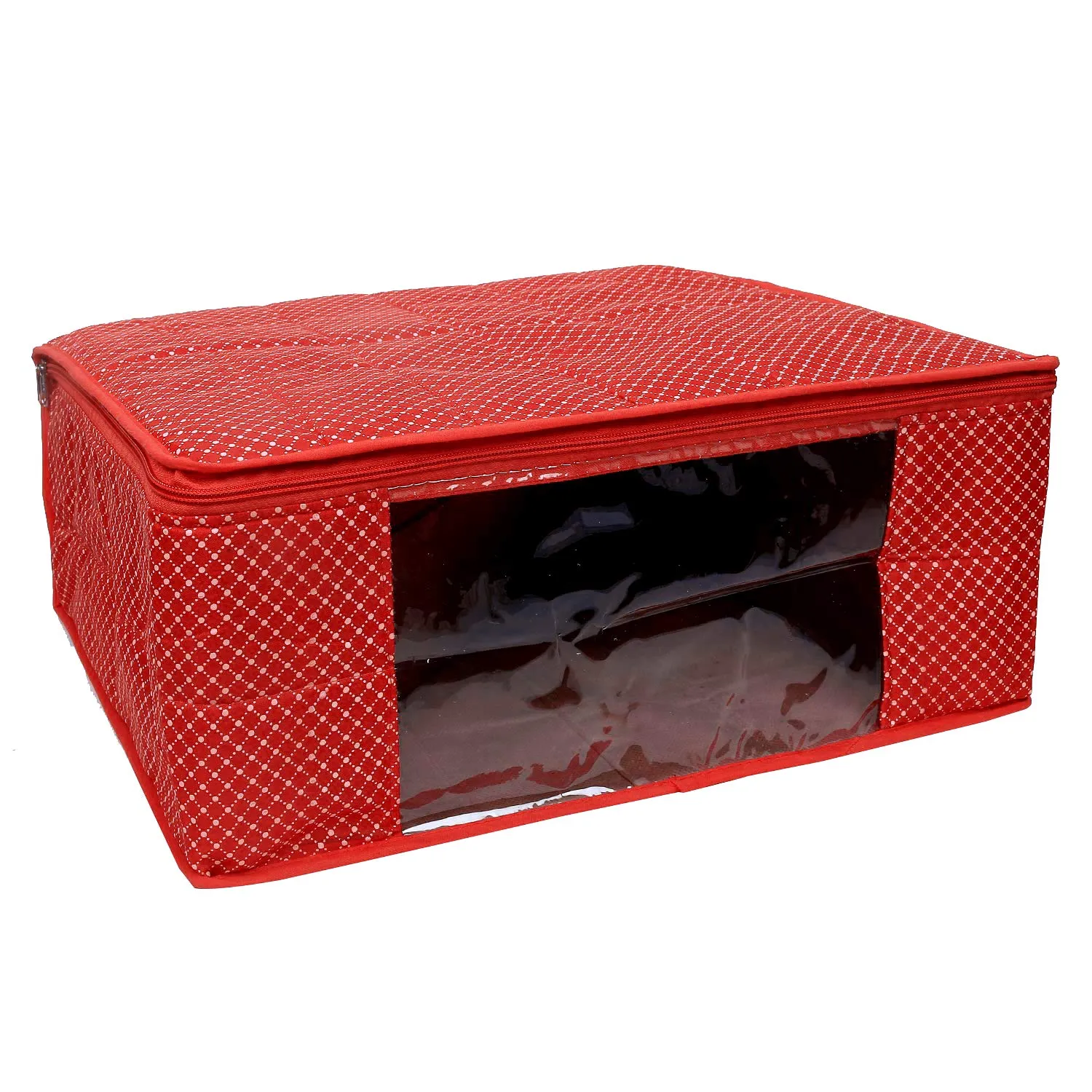 Kuber Industries Hathkadi 2 Piece Cotton Saree Cover, Red