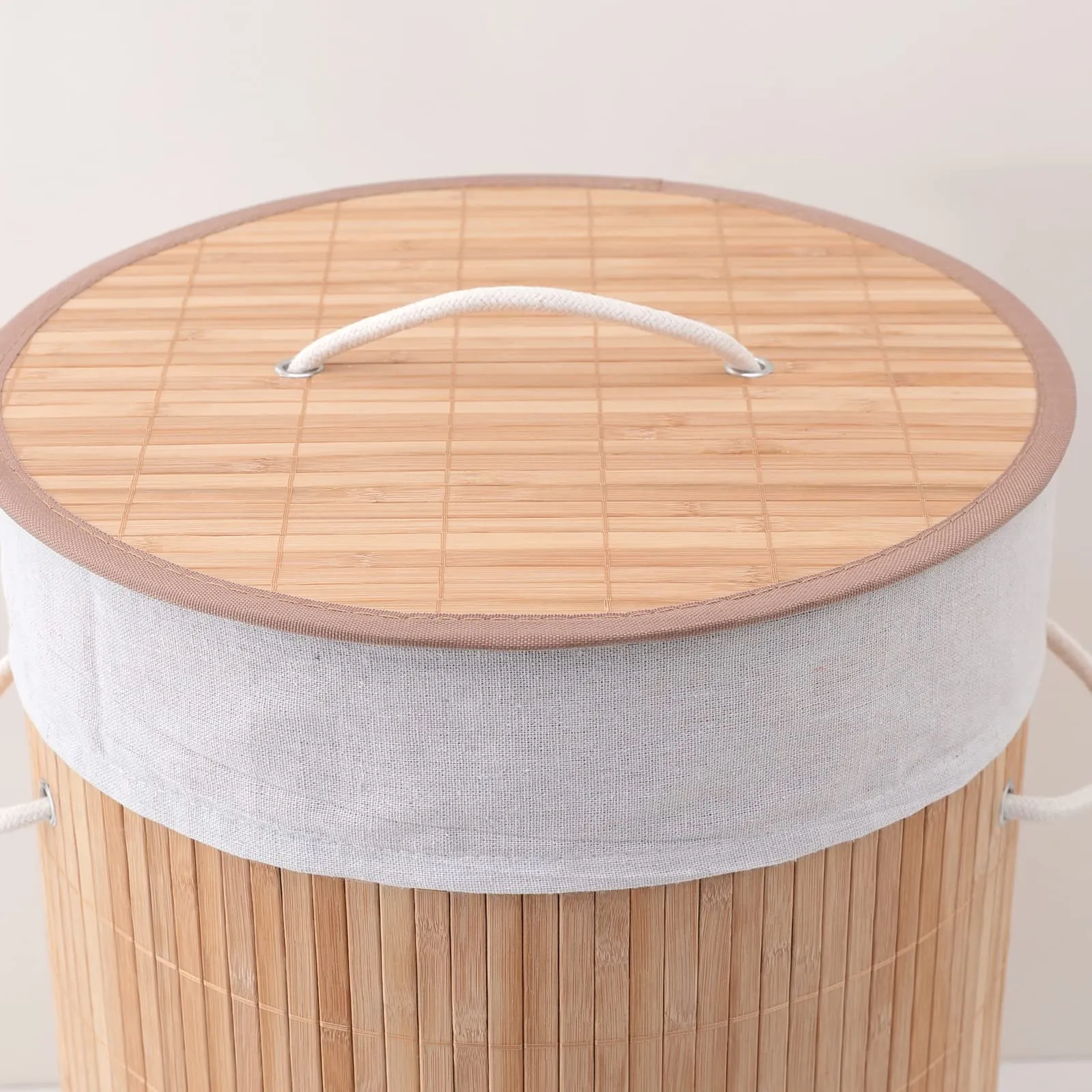 Kuber Industries Laundry Basket | Bamboo Laundry Basket With Lid | Cloth Hamper Basket for Bathroom | Laundry Basket for Toys | Storage Basket | Pack of 6 | Natural