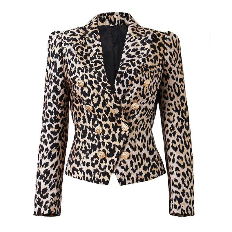 Laddies Leopard Jacquard Long Sleeves Blazer 21702