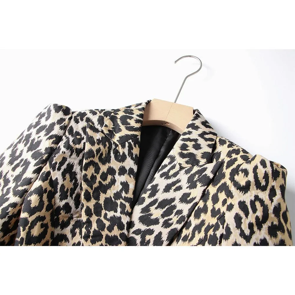 Laddies Leopard Jacquard Long Sleeves Blazer 21702