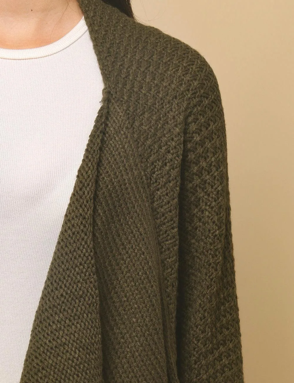 Ladies Bat Sleeves Open Front Knit Cardigan SKT4763