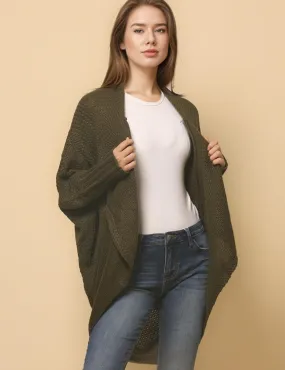 Ladies Bat Sleeves Open Front Knit Cardigan SKT4763