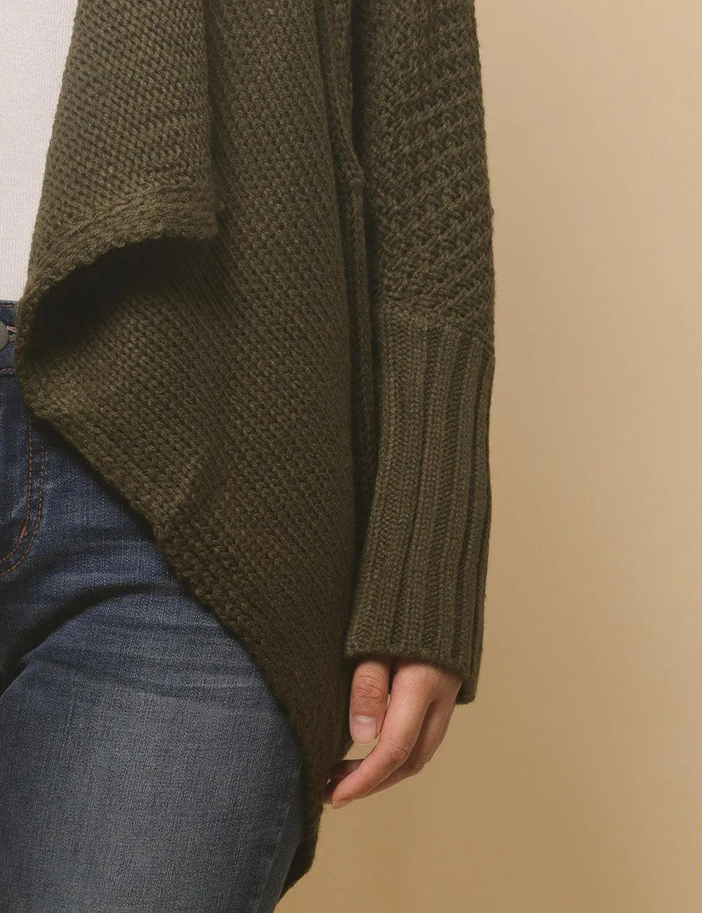 Ladies Bat Sleeves Open Front Knit Cardigan SKT4763