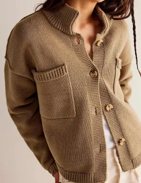Ladies Button Front Dropped Shoulder Cardigan SKT529