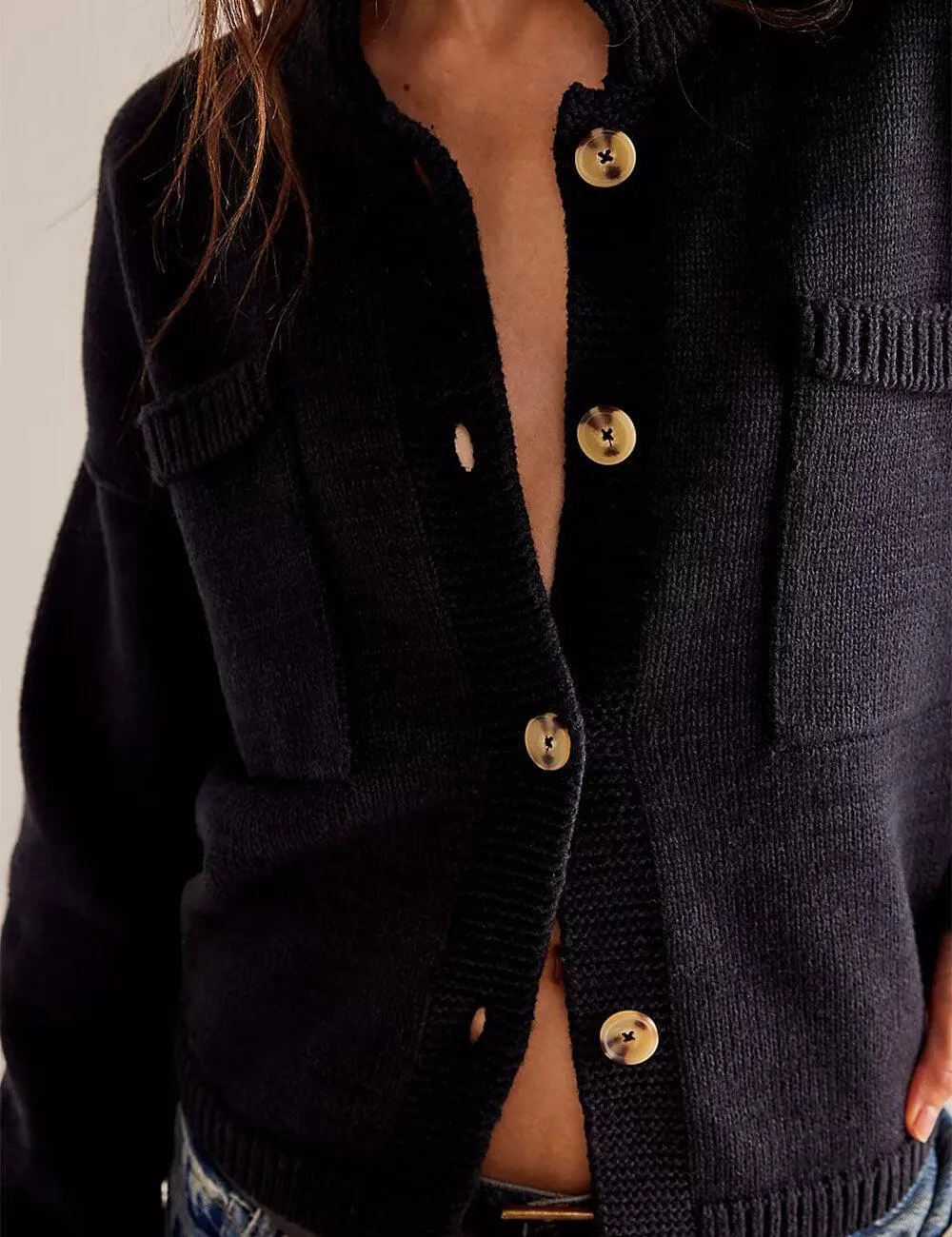 Ladies Button Front Dropped Shoulder Cardigan SKT529