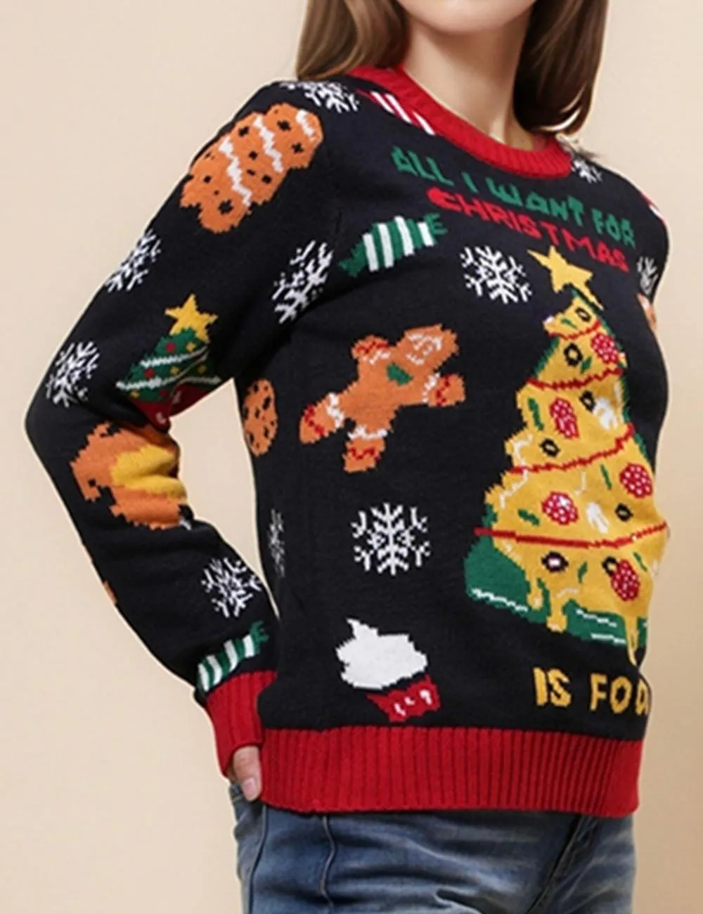Ladies Celebrate Christmas Pullover Chirstmas Tree Sweater SKT4926
