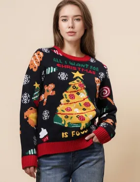 Ladies Celebrate Christmas Pullover Chirstmas Tree Sweater SKT4926