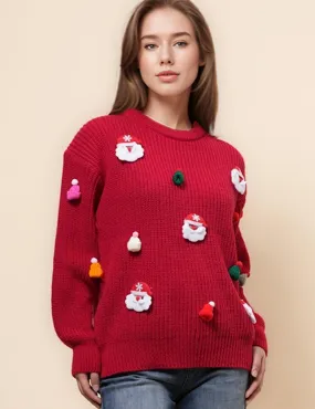 Ladies Celebrate Christmas Santa Claus Oullover Sweater SKT4954