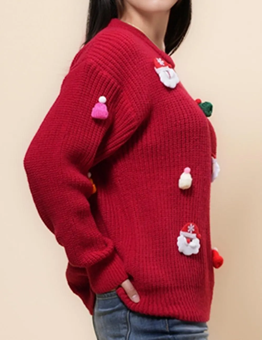 Ladies Celebrate Christmas Santa Claus Oullover Sweater SKT4954