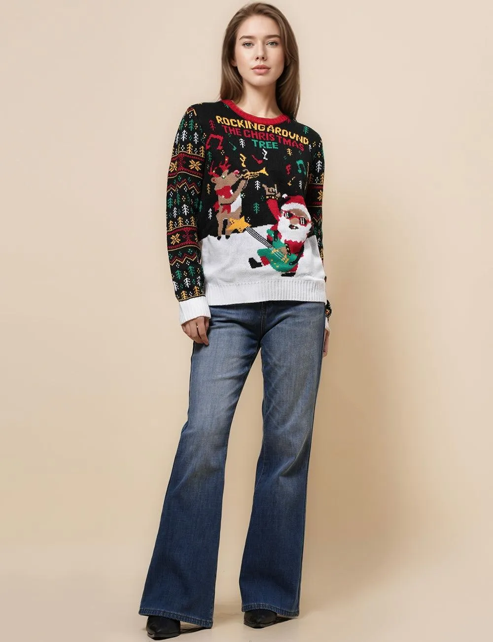Ladies Christmas Pullover Santa Claus Sweater SKT4927