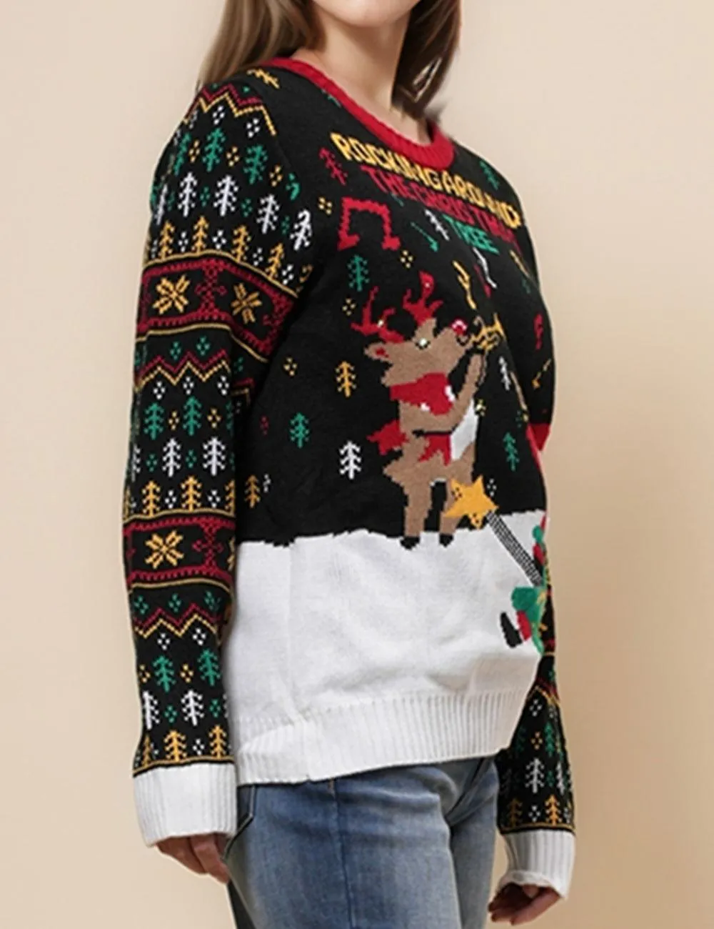 Ladies Christmas Pullover Santa Claus Sweater SKT4927