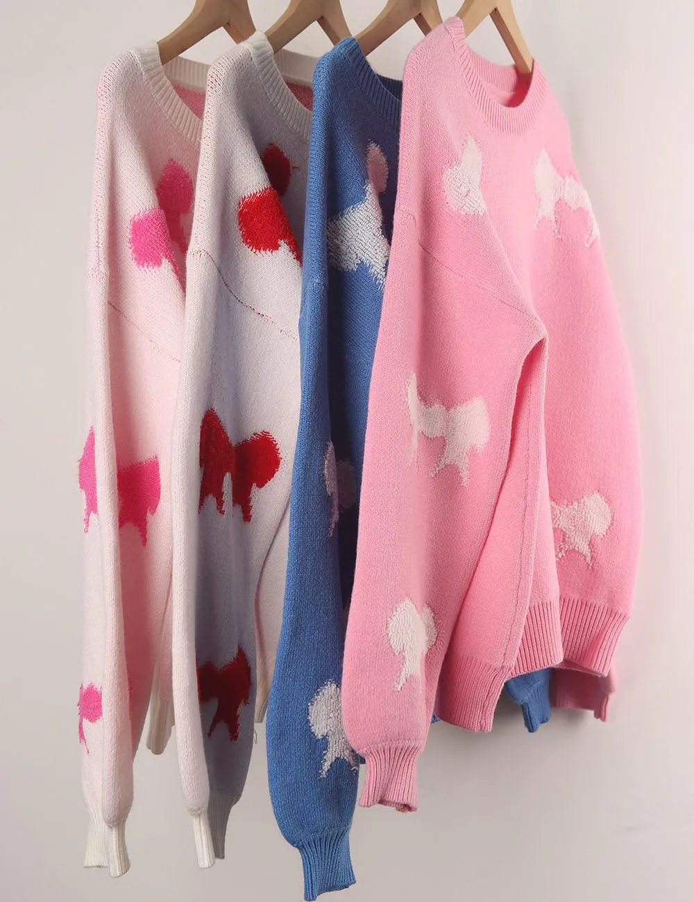 Ladies Color Block Bowknot Pullover Sweater SKT4741