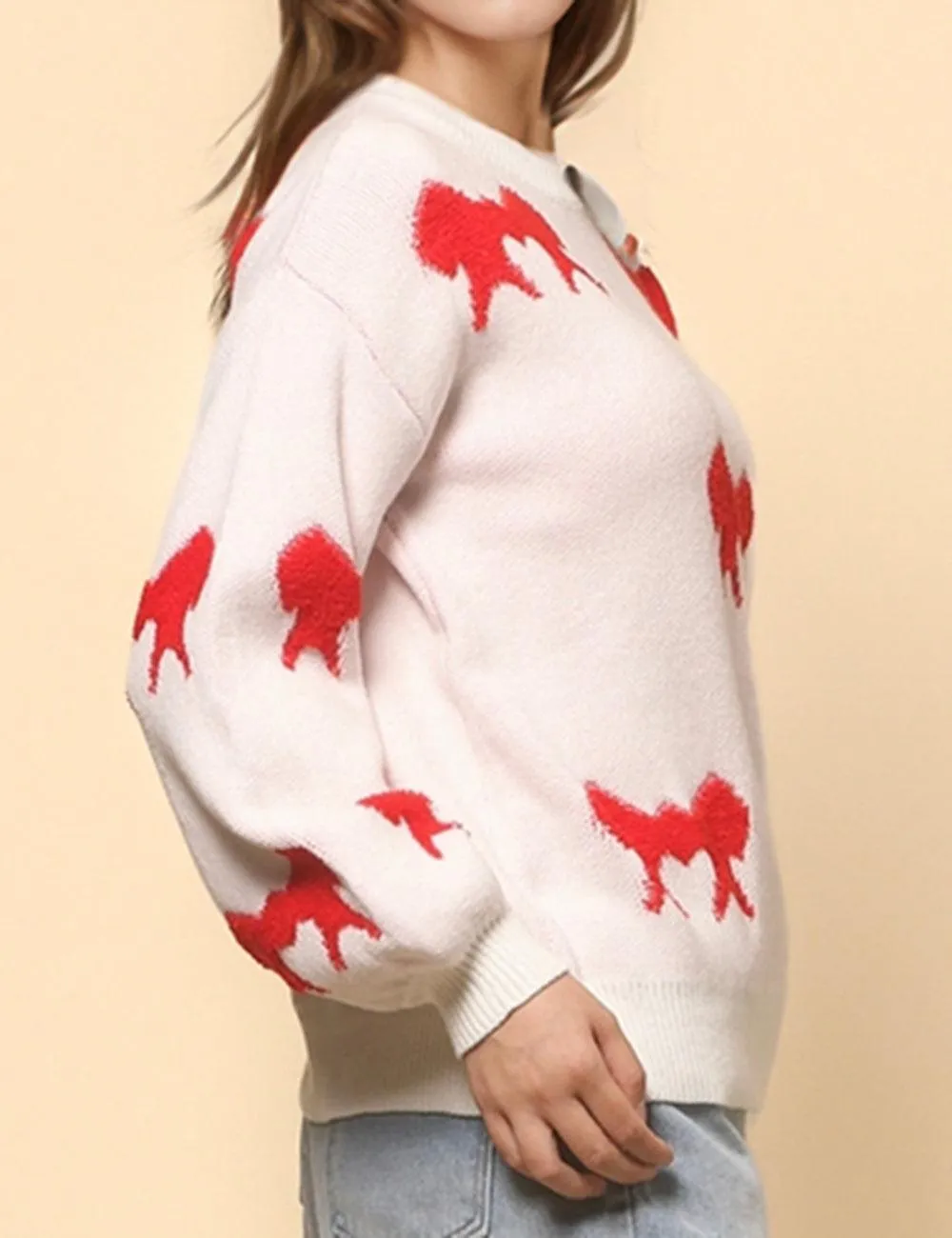 Ladies Color Block Bowknot Pullover Sweater SKT4741