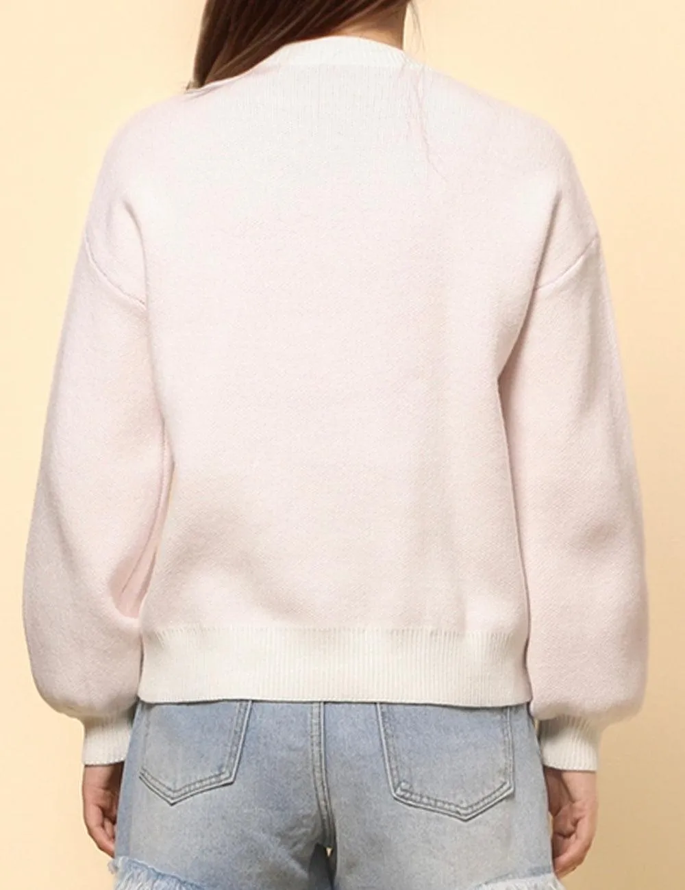 Ladies Color Block Bowknot Pullover Sweater SKT4745