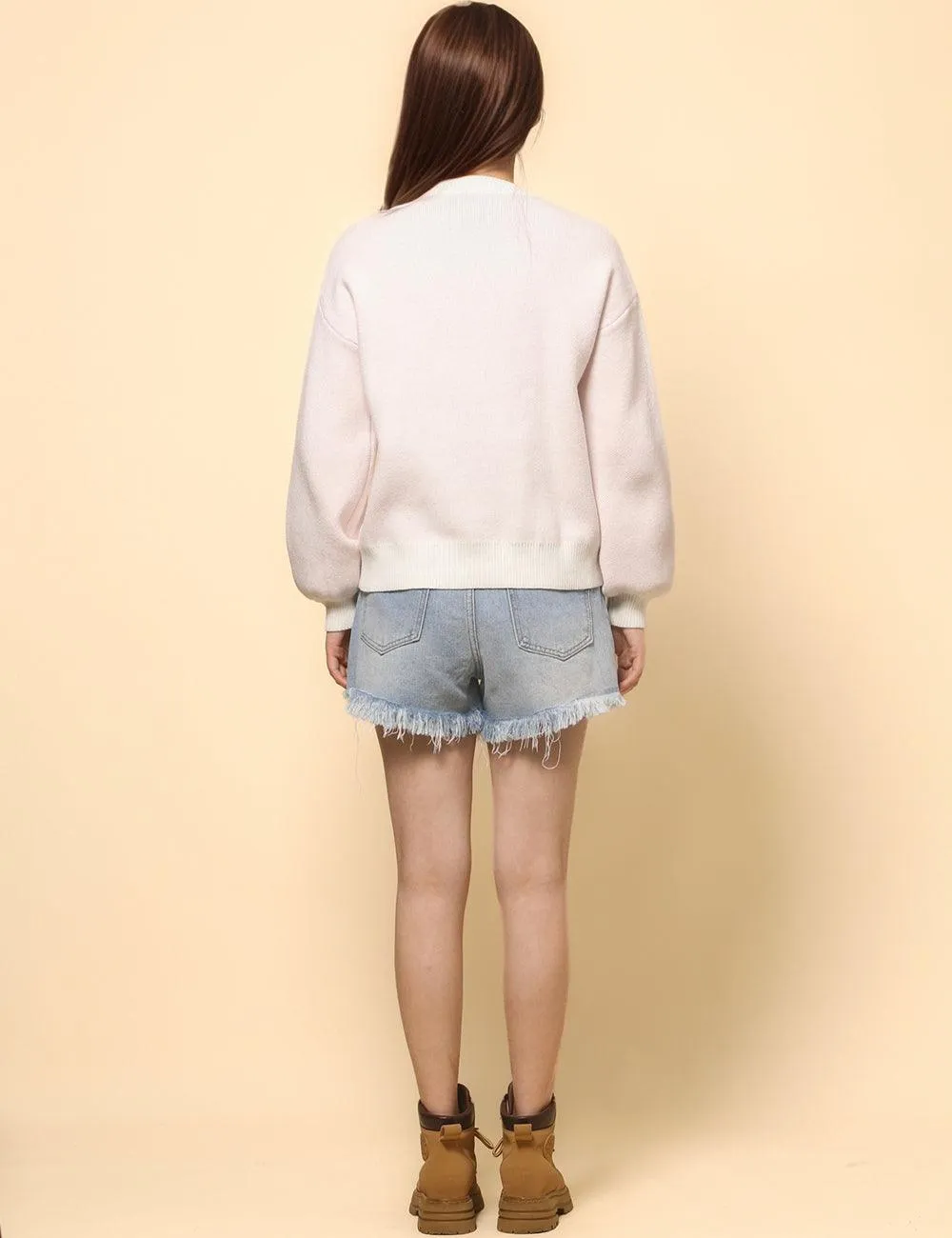 Ladies Color Block Bowknot Pullover Sweater SKT4745