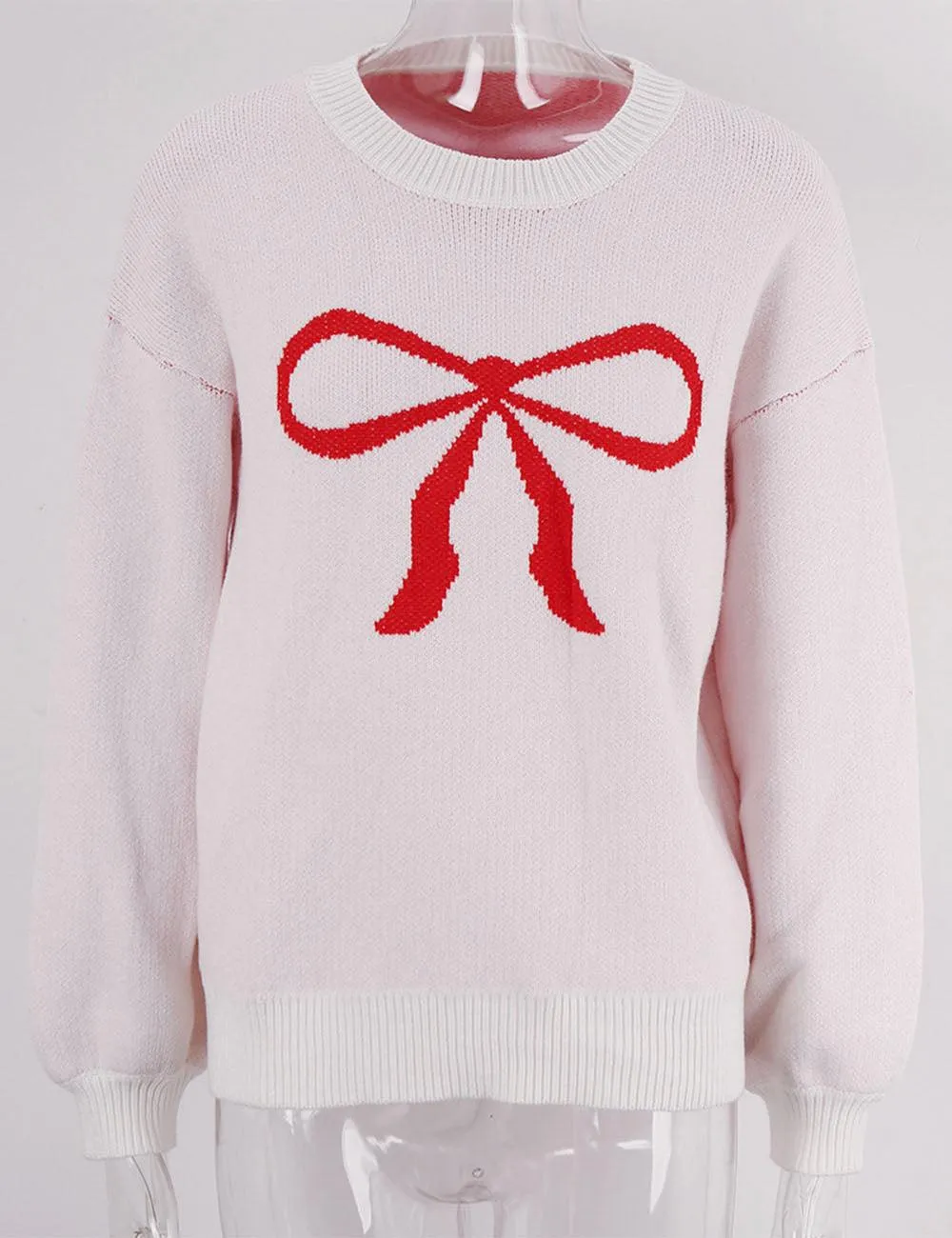Ladies Color Block Bowknot Pullover Sweater SKT4745
