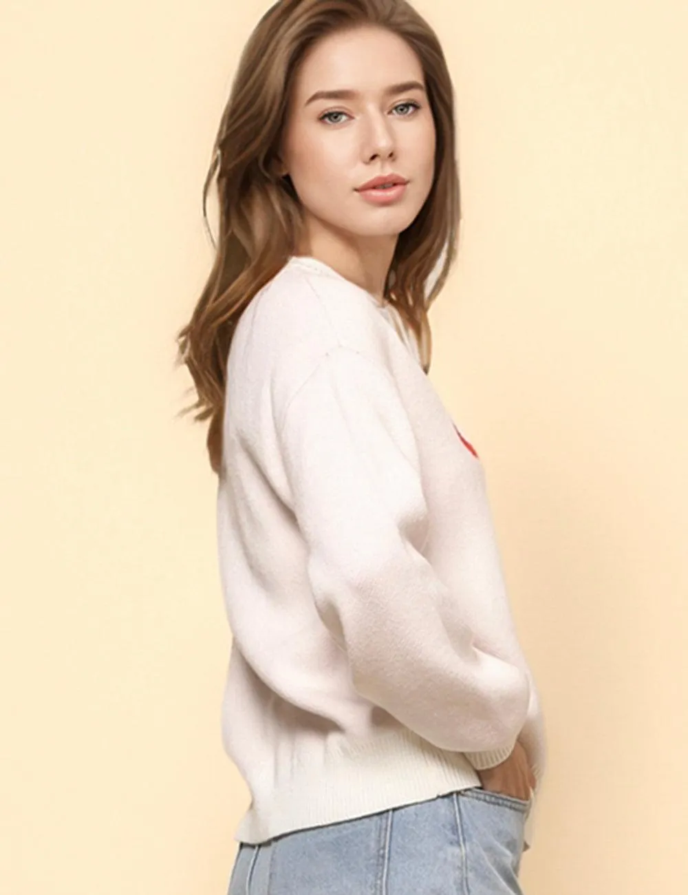 Ladies Color Block Bowknot Pullover Sweater SKT4745