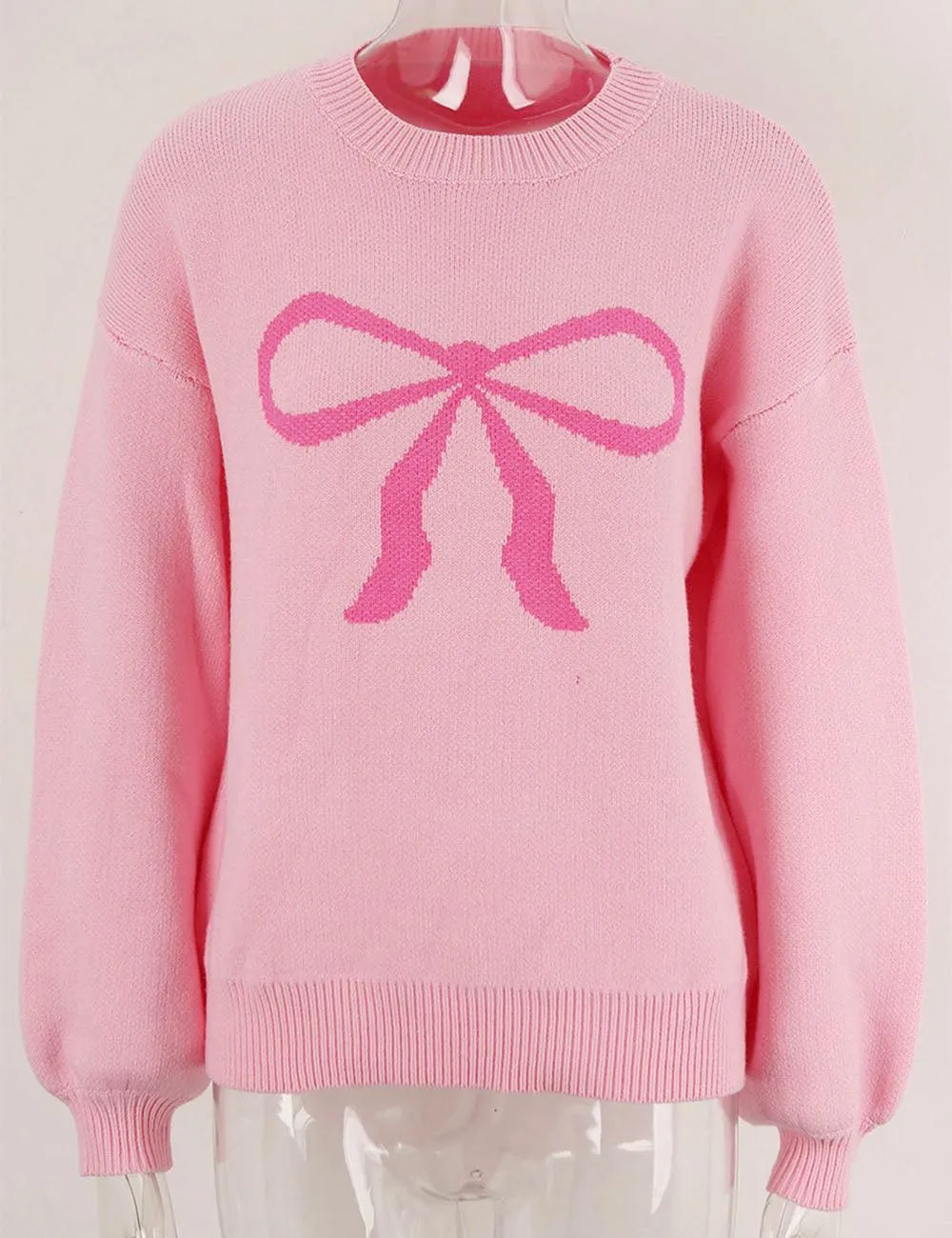 Ladies Color Block Bowknot Pullover Sweater SKT4745