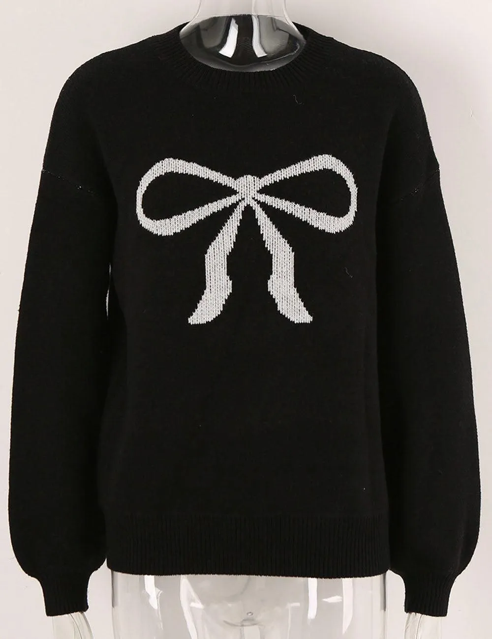 Ladies Color Block Bowknot Pullover Sweater SKT4745
