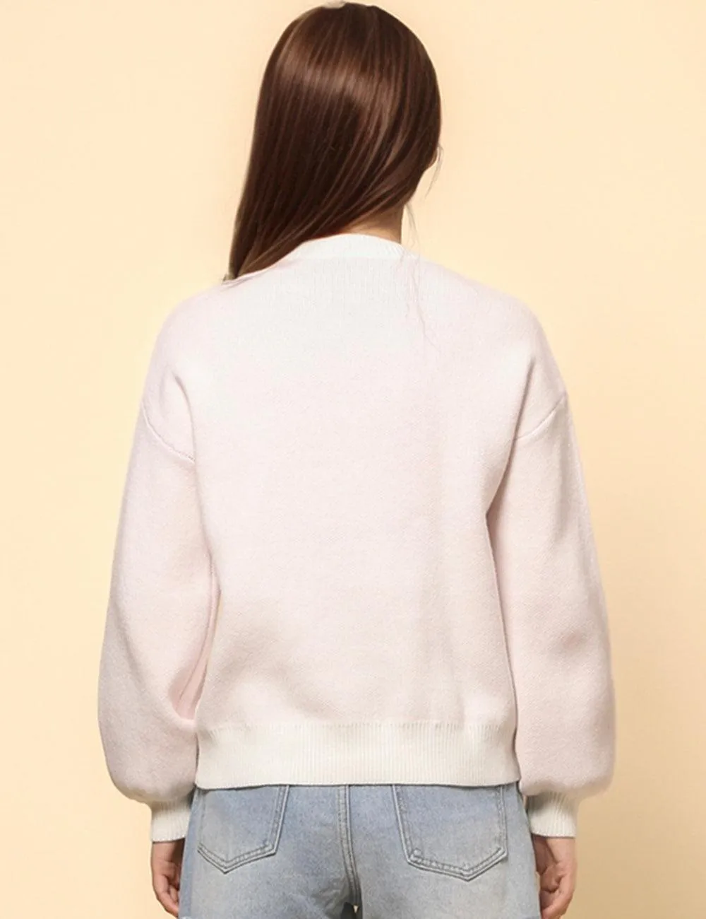 Ladies Color Block Bowknot Pullover Sweater SKT4745