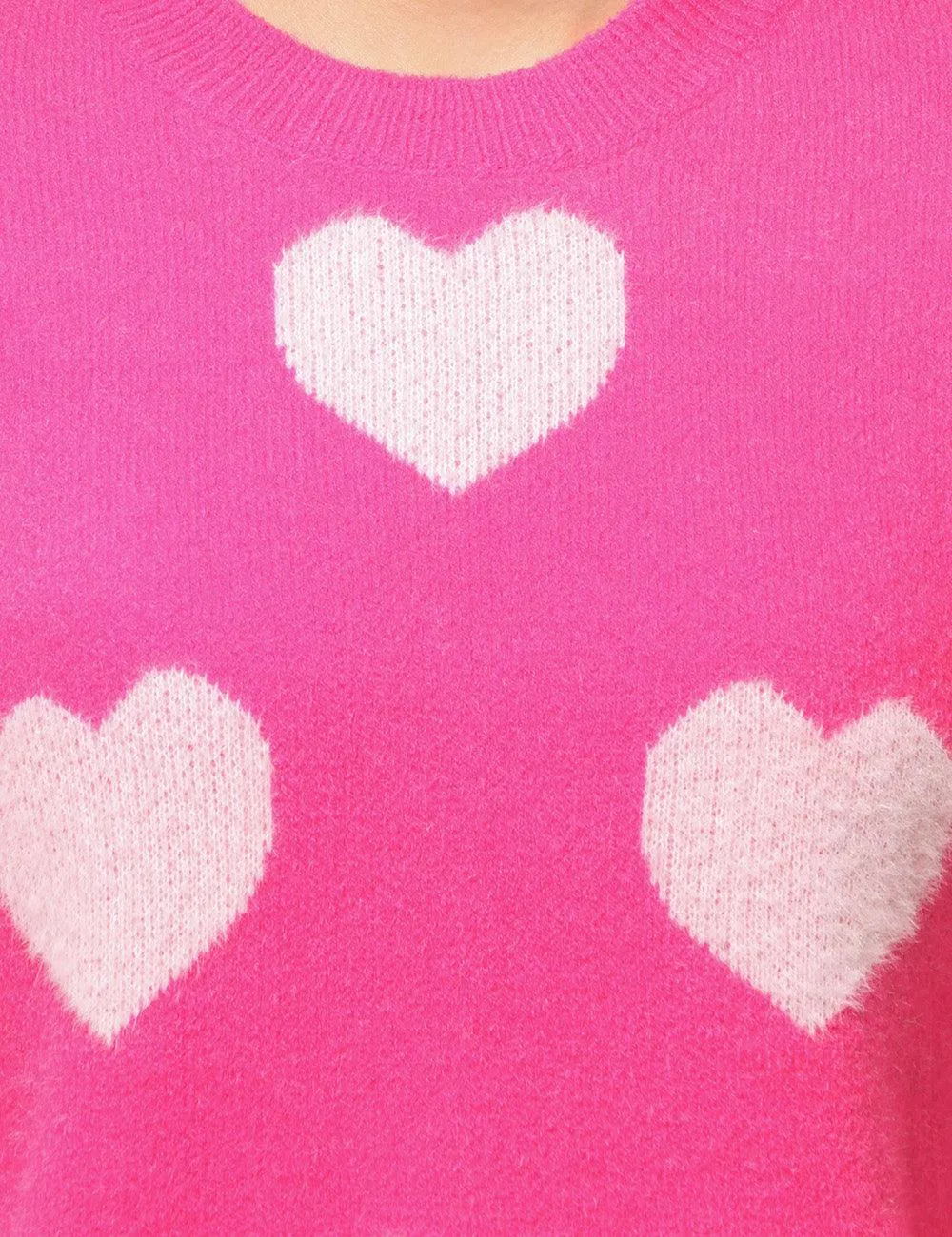 Ladies Color Block Heart Pullover Sweater SKT4744