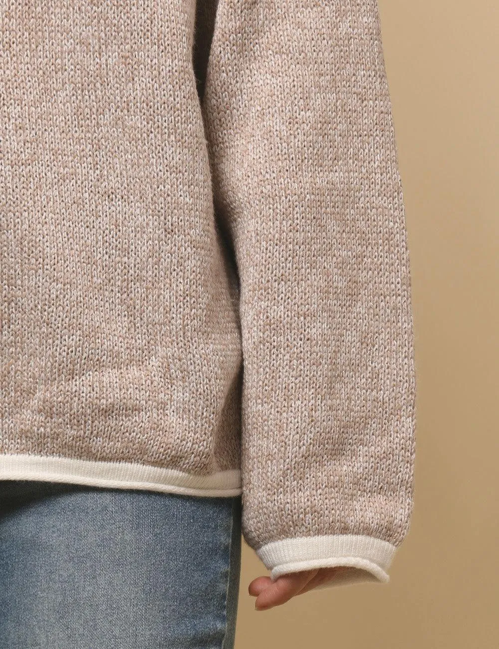 Ladies Color Block Round Neck Pullover Sweater SKT4773