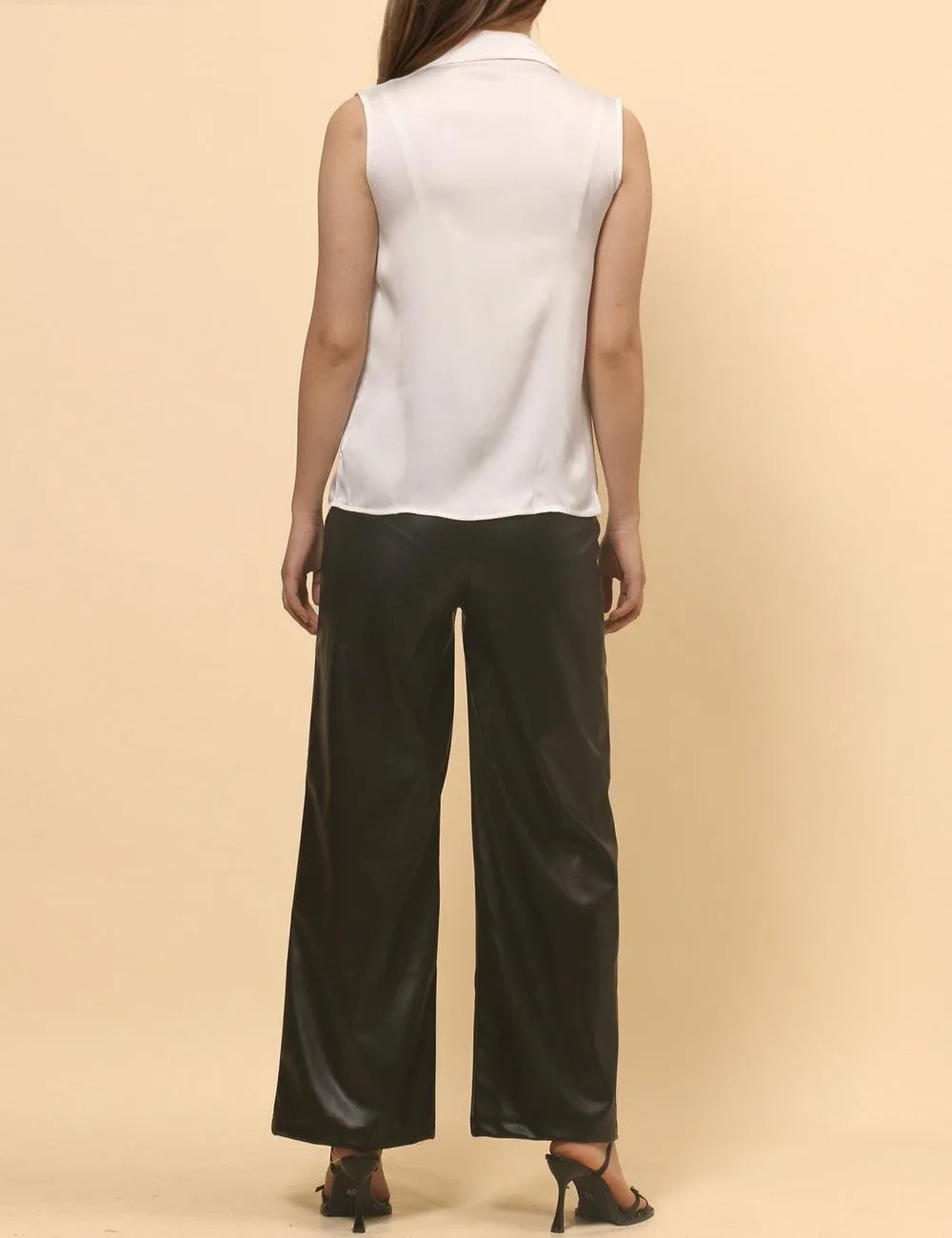 Ladies Color Block Sleeveless Lapel Shirt SKT4910