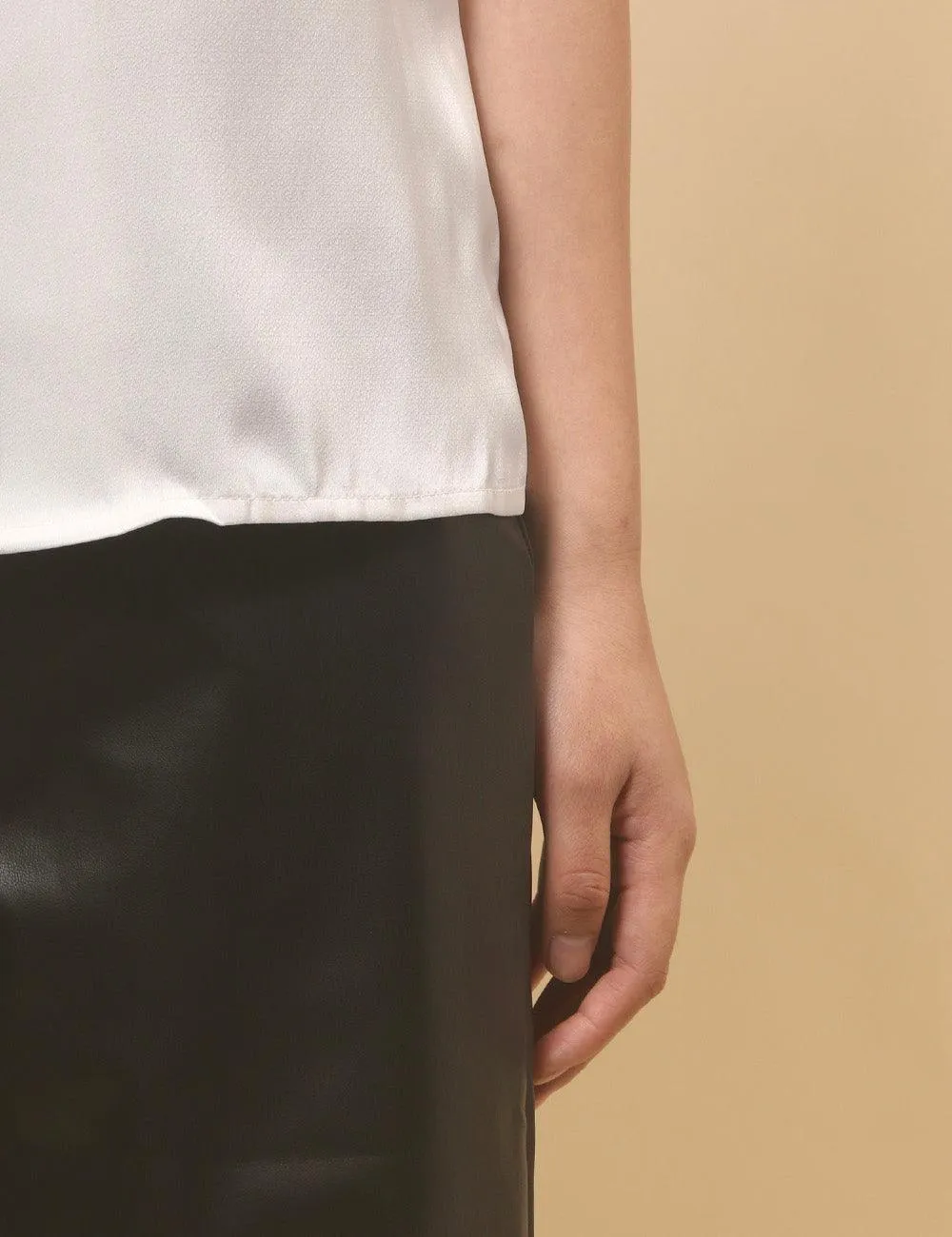Ladies Color Block Sleeveless Lapel Shirt SKT4910
